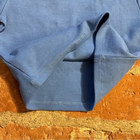 Princess Polly classic crop organic cotton & elastane Blue Ribbed Top tshirt - Picture 5 of 15